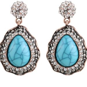 Vintage Boho Rhinestone Turquoise Earrings